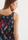 Cecil Embroidery Detail Print Top, Navy