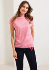 Cecil Floral Ruched Shoulder T-Shirt, Soft Pink - McElhinneys