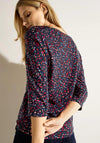 Cecil Drawstring Hem Print Top, Night Sky Blue