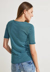 Cecil Round Neck Stripped Pattern T-Shirt, Deep Lake Green