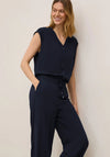 Cecil Button Bodice Elastic Waist Jumpsuit, Navy