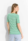 Cecil Lena Striped Knit Stretch Cotton Top, Green