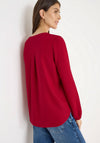 Cecil V Neck Half Button Blouse, Cherry Pink