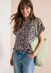 Cecil Linen Leopard Short Sleeve Shirt, Burgundy