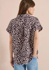 Cecil Linen Leopard Short Sleeve Shirt, Burgundy