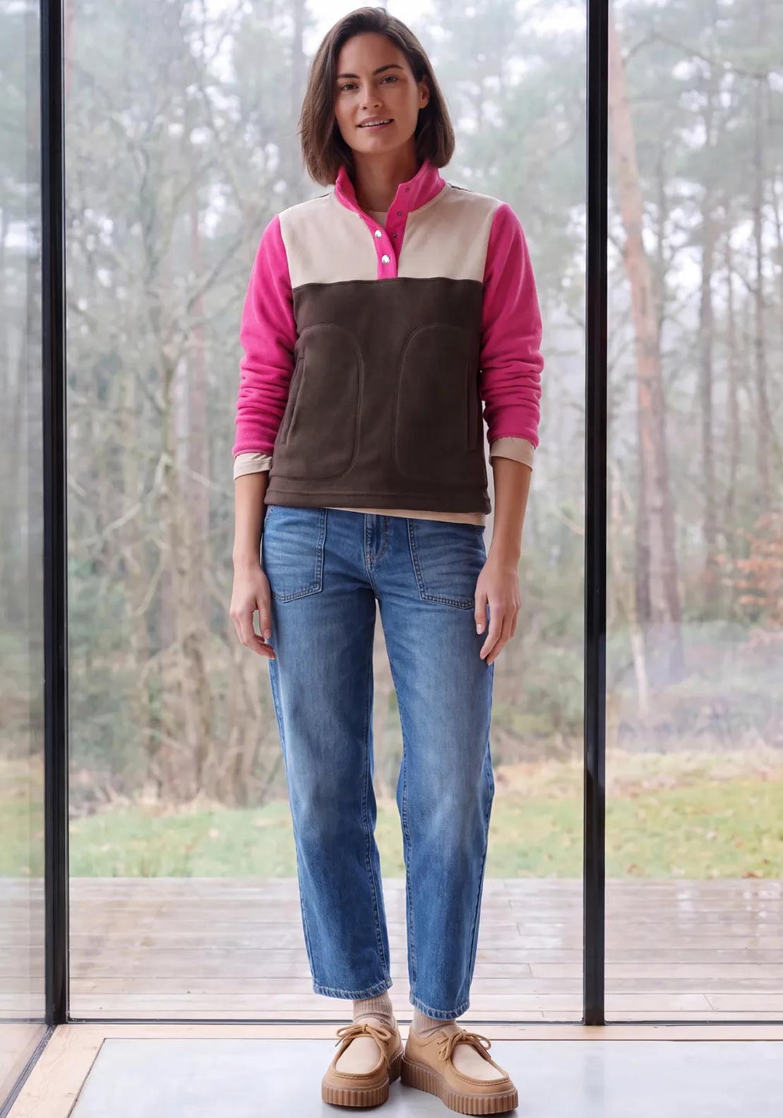 Cecil Colour Block Fleece, Pink