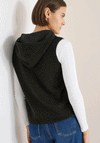 Cecil Teddy Half Zip Hooded Vest, Khaki Green