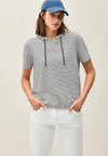Cecil Striped Hooded Top, Navy and White