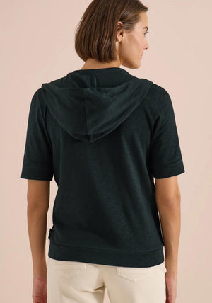 Cecil Short Sleeve Zip Through Hoodie, Dark Navy