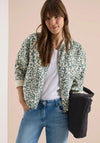 Cecil Leopard Print Linen Bomber Jacket, Green