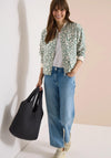 Cecil Leopard Print Linen Bomber Jacket, Green