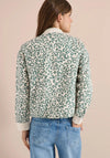 Cecil Leopard Print Linen Bomber Jacket, Green