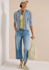 Cecil Cotton Striped Hooded Jacket, Blue