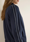 Cecil Tape Sleeve Jersey Zip Jacket, Navy