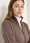 Cecil Tape Sleeve Jersey Zip Jacket, Brown