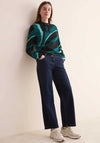 Cecil Drawstring Jacquard Jumper, Green and Black