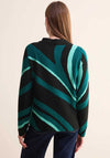 Cecil Drawstring Jacquard Jumper, Green and Black