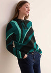 Cecil Drawstring Jacquard Jumper, Green and Black