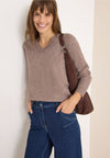 Cecil V Neck Fine Knit Jumper, Light Brown