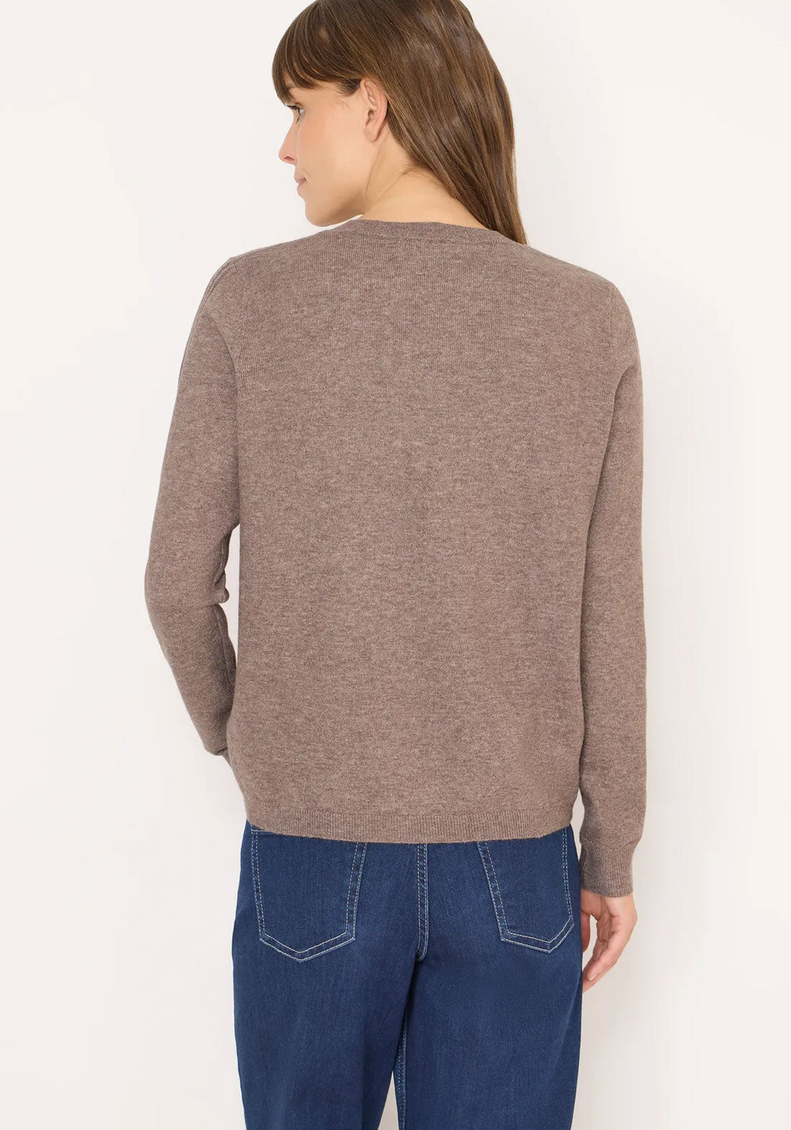Cecil V Neck Fine Knit Jumper, Light Brown
