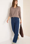 Cecil V Neck Fine Knit Jumper, Light Brown