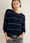 Cecil Ribbed Knit Striped Jumper, Navy