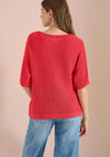Cecil Knitted Short Sleeves Sweater, Coral Red