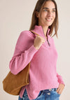 Cecil Rib Knit Half Zip Jumper, Pink