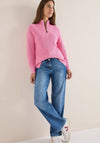 Cecil Rib Knit Half Zip Jumper, Pink