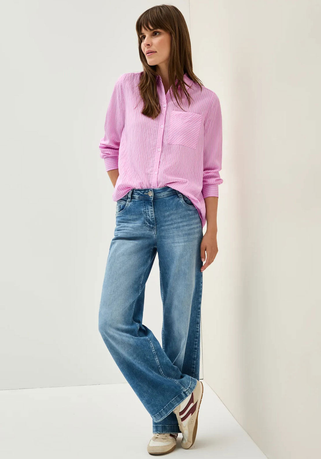 Cecil Striped Long Sleeve Shirt, Pink
