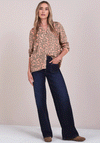Street One Rib Cuff Patterned Blouse, Pink
