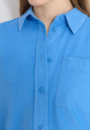 Cecil Corduroy Button Up Shirt with Pocket, Blue