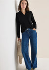 Cecil Knit Long Sleeve Collar Sweater, Black
