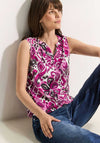 Cecil Printed V Neck Top, Bloomy Pink