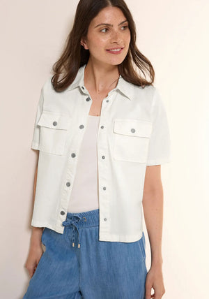 Cecil Short Sleeve Overshirt, Off White