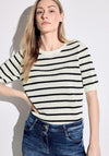 Cecil Striped Short Sleeve Sweater, White