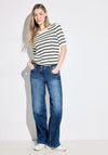 Cecil Striped Short Sleeve Sweater, White