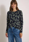 Cecil Leopard V Neck Knitted Vest, Green