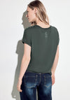 Cecil Printed Mix Fabric Top, Khaki