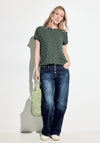 Cecil Printed Mix Fabric Top, Khaki