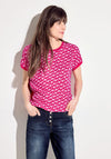 Cecil Printed Mix Fabric Top, Pink Sorbet
