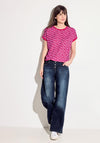 Cecil Printed Mix Fabric Top, Pink Sorbet