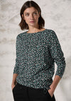 Cecil Printed Jersey Tie Trim Top, Black