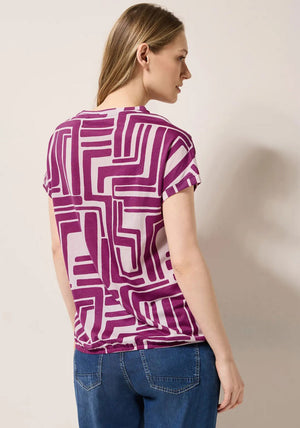 Cecil Geo Button Shoulder Top, Purple