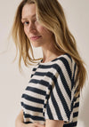 Cecil Knit Striped Top, Navy and Cream