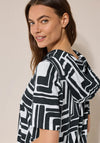 Cecil Geo Pattern Hooded Top, Navy