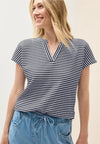 Cecil Striped V Neck Top, Navy