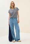 Cecil Striped V Neck Top, Navy