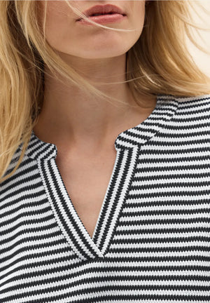Cecil Striped V Neck Top, Navy