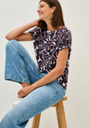 Cecil Leaf Print Button Detail Top, Wine